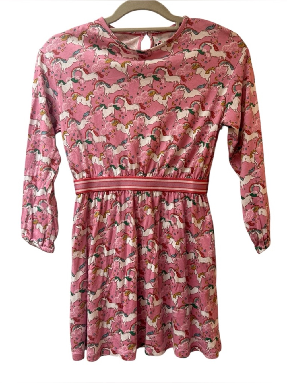 Magical Mini Boden Pink Unicorn & Rainbow Star Girl Dress
Size: 9-10 Y